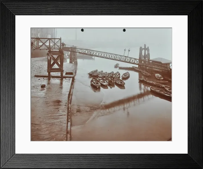Framed Print : Boats at Limehouse Pier, Poplar, London, 1908 Framed Print : Boats at Limehouse Pier, Poplar, London, 1908