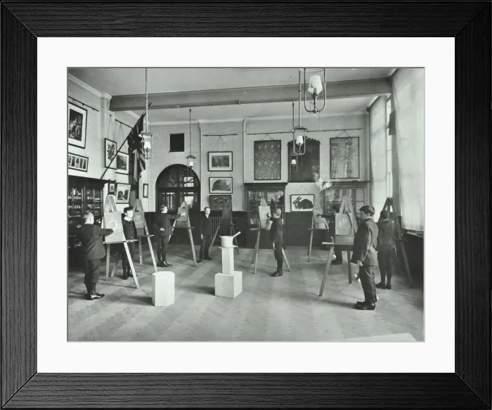 Framed Print : Object drawing art class, Alma Boys School, Bermondsey, London, 1908 Framed Print : Object drawing art class, Alma Boys School, Bermondsey, London, 1908