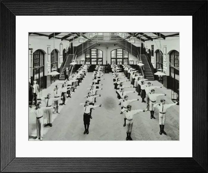 Framed Print : Exercise drill, Crawford Street School, Camberwell, London, 1906 Framed Print : Exercise drill, Crawford Street School, Camberwell, London, 1906