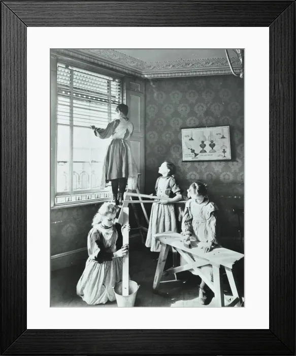 Framed Print : Housewifery lesson, Dulwich Hamlet School, Dulwich Village, London, 1908 Framed Print : Housewifery lesson, Dulwich Hamlet School, Dulwich Village, London, 1908