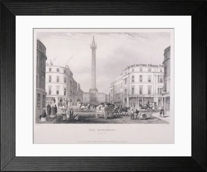 Framed Print : Monument, London, c1850. Artist: J Hopkins Framed Print : Monument, London, c1850. Artist: J Hopkins