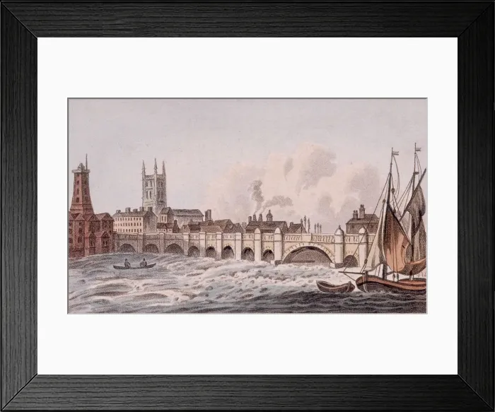 Framed Print : London Bridge (old), London, 1823. Artist: John Hassall Framed Print : London Bridge (old), London, 1823. Artist: John Hassall