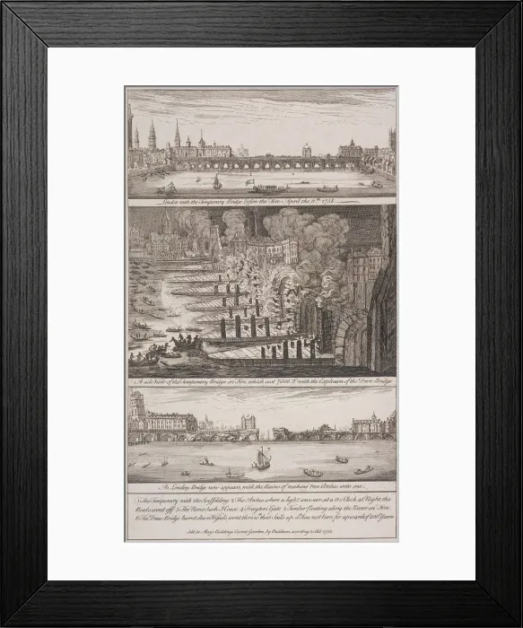 Framed Print : London Bridge (old), London, 1758 Framed Print : London Bridge (old), London, 1758