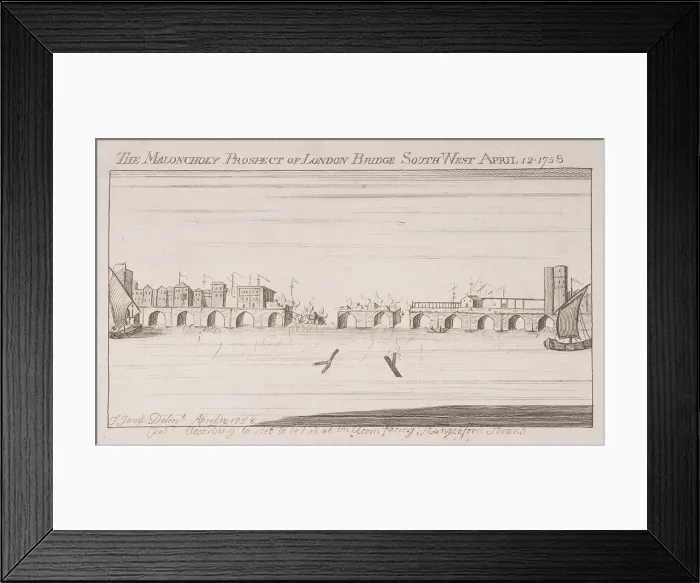 Framed Print : London Bridge (old), London, 1758