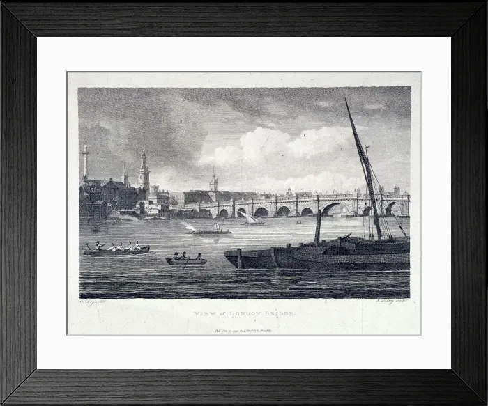 Framed Print : London Bridge (old), London, 1798. Artist: J Dadley Framed Print : London Bridge (old), London, 1798. Artist: J Dadley