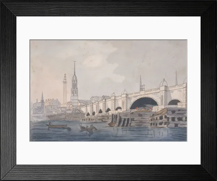 Framed Print : London Bridge (old), London, c1800 Framed Print : London Bridge (old), London, c1800