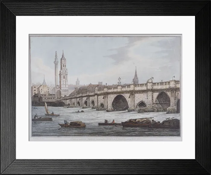 Framed Print : London Bridge (old), London, 1790. Artist: Joseph Constantine Stadler Framed Print : London Bridge (old), London, 1790. Artist: Joseph Constantine Stadler