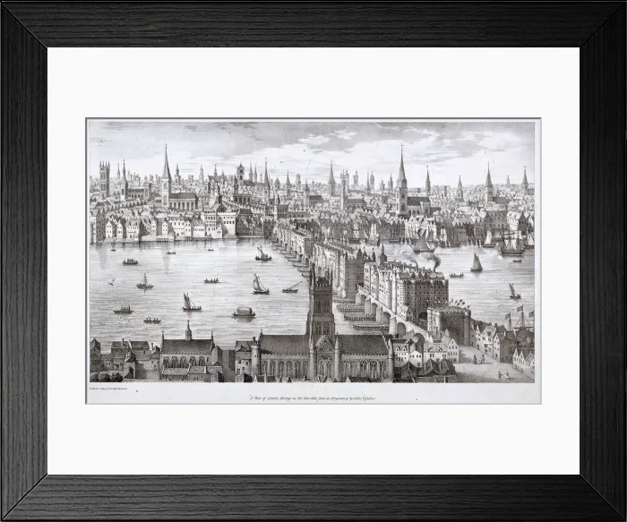 Framed Print : London Bridge (old), London, c1830. Artist: R Martin Framed Print : London Bridge (old), London, c1830. Artist: R Martin