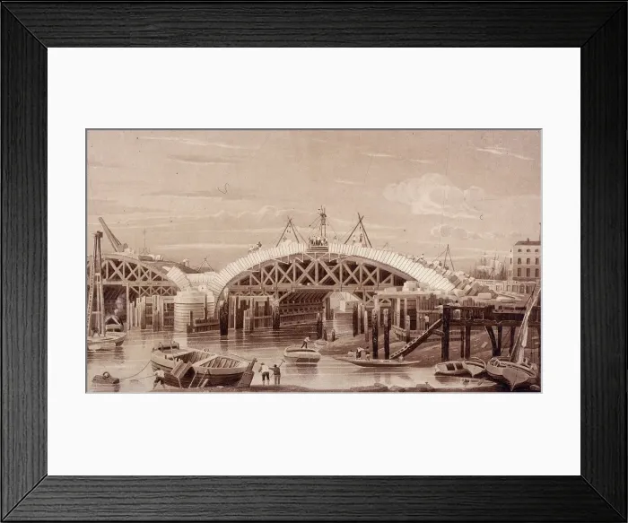 Framed Print : London Bridge (new), London, c1827 Framed Print : London Bridge (new), London, c1827