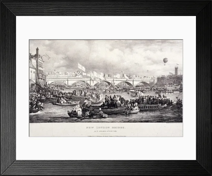 Framed Print : London Bridge (new), London, 1831. Artist: Charles Etienne Pierre Motte