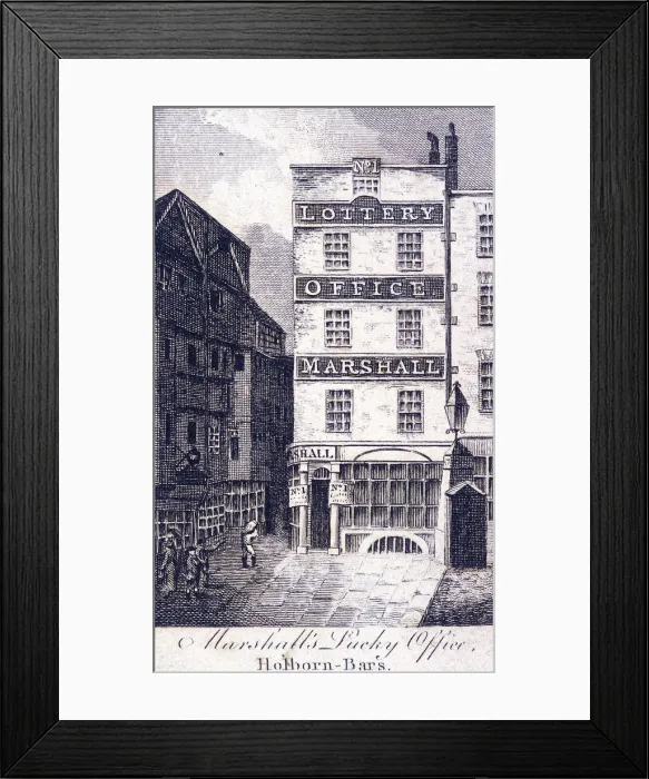 Framed Print : Marshalls Lottery Office, Holborn, London, c1800 Framed Print : Marshalls Lottery Office, Holborn, London, c1800