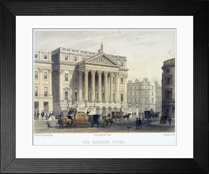 Framed Print : Mansion House (exterior), London, 1854. Artist: Jules Louis Arnout Framed Print : Mansion House (exterior), London, 1854. Artist: Jules Louis Arnout