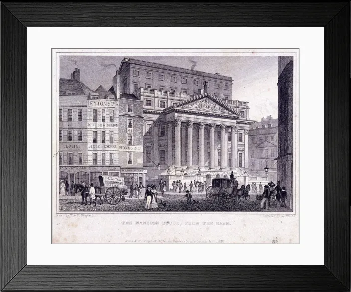 Framed Print : Mansion House (exterior), London, 1830. Artist: W Wallis Framed Print : Mansion House (exterior), London, 1830. Artist: W Wallis