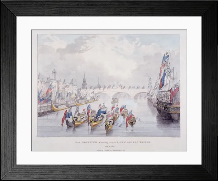 Framed Print : London Bridge (new), London, 1831. Artist: Charles Etienne Pierre Motte Framed Print : London Bridge (new), London, 1831. Artist: Charles Etienne Pierre Motte