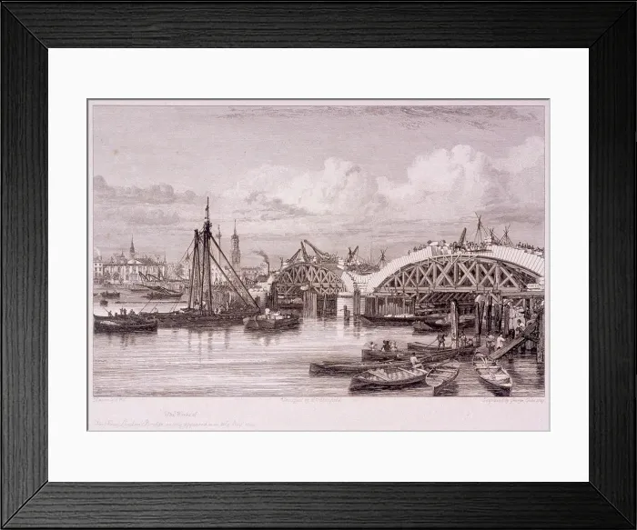 Framed Print : London Bridge (new), London, 1827. Artist: Edward William Cooke Framed Print : London Bridge (new), London, 1827. Artist: Edward William Cooke