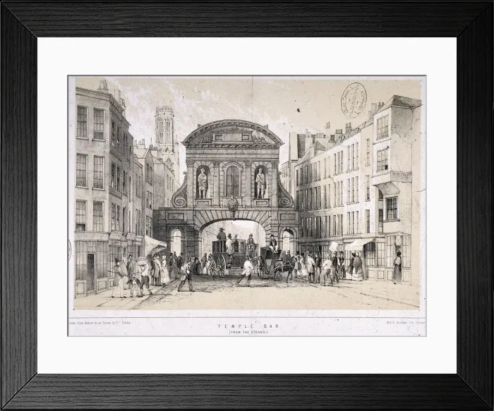 Framed Print : Temple Bar, London, c1845. Artist: M & N Hanhart Framed Print : Temple Bar, London, c1845. Artist: M & N Hanhart