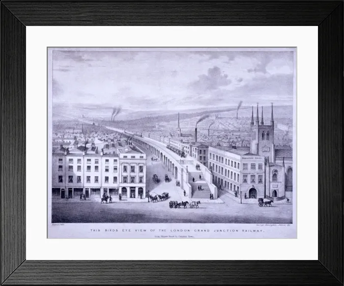 Framed Print : Birdseye view of Grand Junction Railway, London, c1835. Artist: Joseph Bouvier Framed Print : Birdseye view of Grand Junction Railway, London, c1835. Artist: Joseph Bouvier