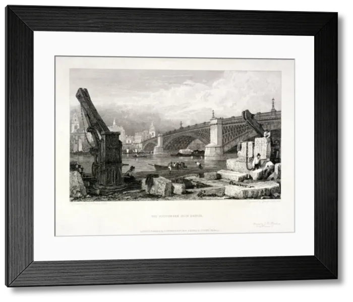 Framed Print : Southwark Bridge, London, 1828. Artist: Samuel Prout Framed Print : Southwark Bridge, London, 1828. Artist: Samuel Prout