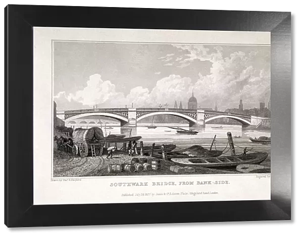 Southwark Bridge, London, 1827. Artist: W Wallis