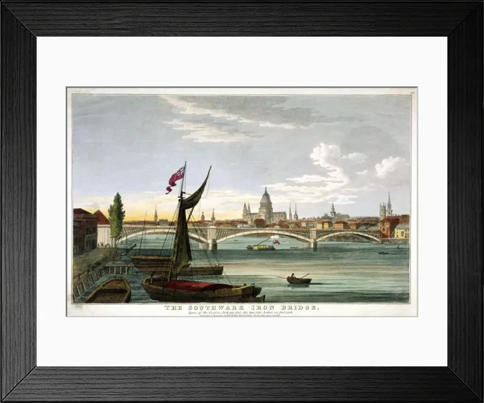 Framed Print : The Southwark Iron Bridge, London, 1822 Framed Print : The Southwark Iron Bridge, London, 1822
