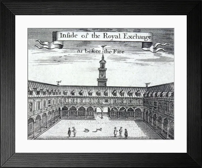 Framed Print : Royal Exchange (1st) interior, London, 1739. Artist: George Vertue Framed Print : Royal Exchange (1st) interior, London, 1739. Artist: George Vertue