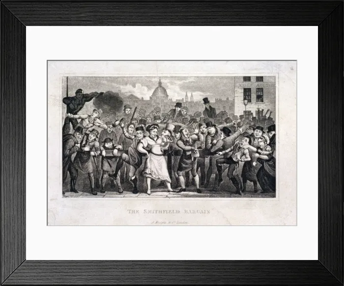 Framed Print : Wife being sold at Smithfield Market, London, c1820 Framed Print : Wife being sold at Smithfield Market, London, c1820