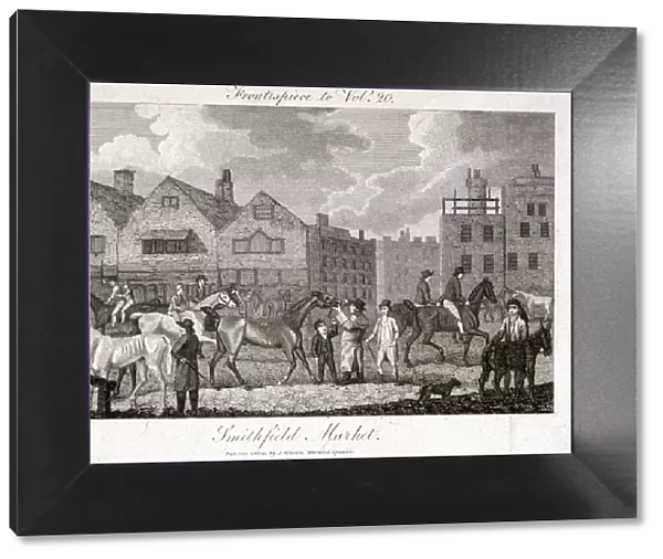 View of the horse fair at Smithfield Market, London, 1802. Artist: Charles Pye
