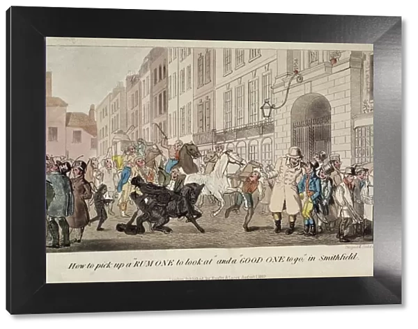 People bargaining for mounts at West Smithfield, London, 1825. Artist: Theodore Lane