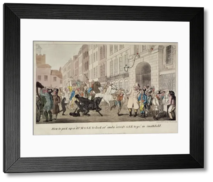 Framed Print : People bargaining for mounts at West Smithfield, London, 1825. Artist: Theodore Lane Framed Print : People bargaining for mounts at West Smithfield, London, 1825. Artist: Theodore Lane