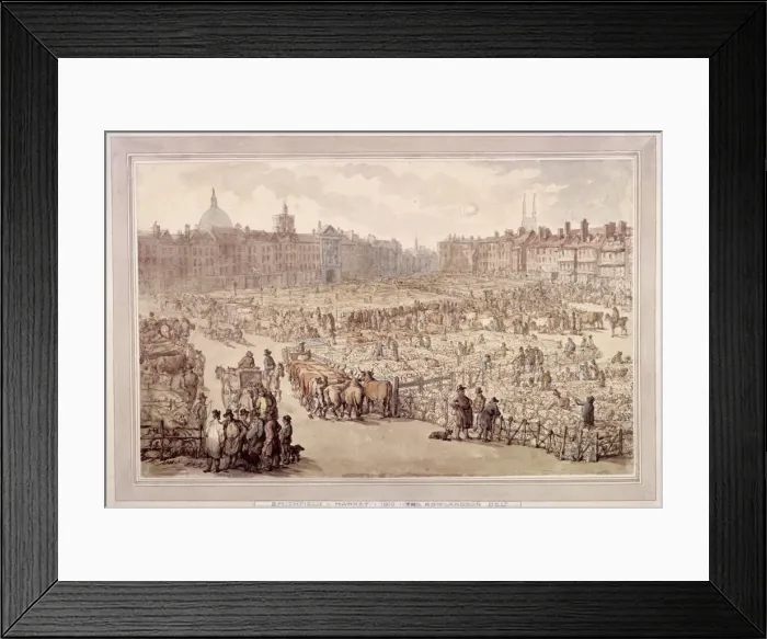 Framed Print : View of Smithfield Market, London, 1810 Framed Print : View of Smithfield Market, London, 1810