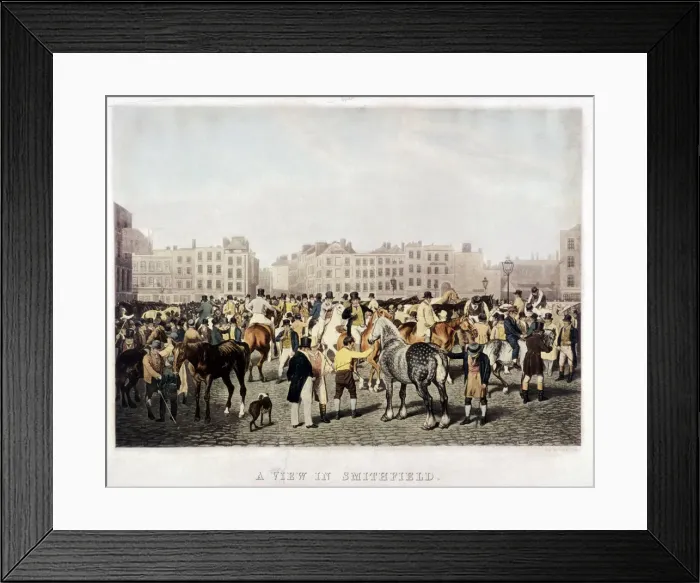 Framed Print : Smithfield Market, London, c1840. Artist: Frederick Christian Lewis