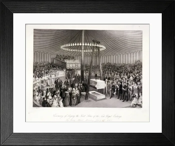 Framed Print : Prince Albert laying the first stone at the Royal Exchange, London, 1842. Artist Framed Print : Prince Albert laying the first stone at the Royal Exchange, London, 1842. Artist