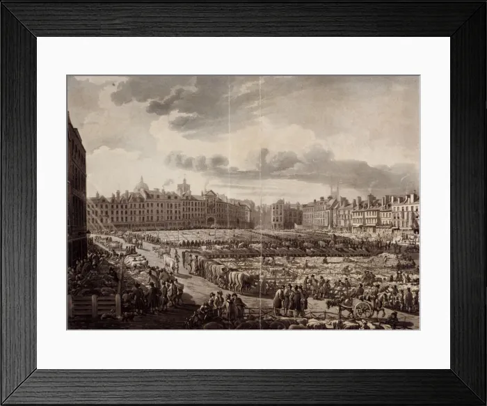Framed Print : Smithfield Market, London, 1811 Artist: J Bluck Framed Print : Smithfield Market, London, 1811 Artist: J Bluck