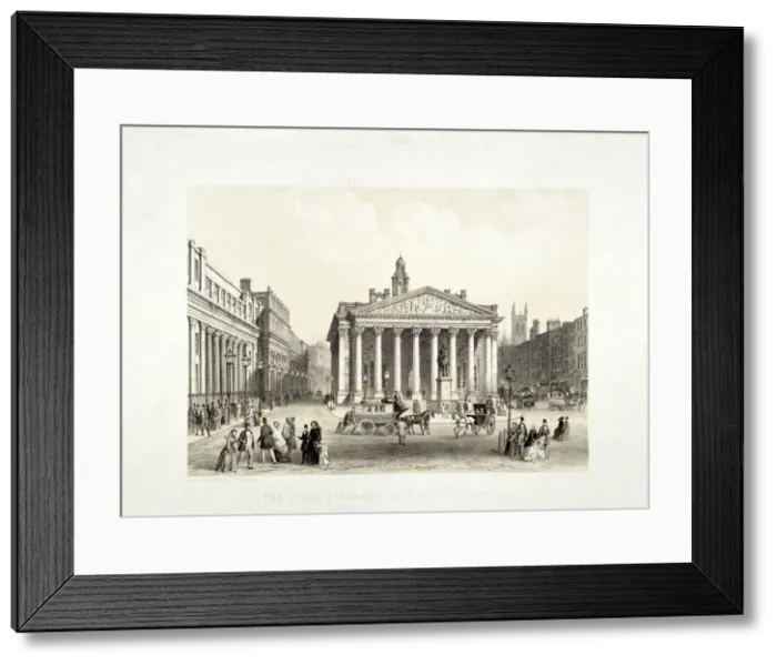 Framed Print : Royal Exchange and the Bank of England on the left, London, 1851. Artist: Thomas Picken Framed Print : Royal Exchange and the Bank of England on the left, London, 1851. Artist: Thomas Picken