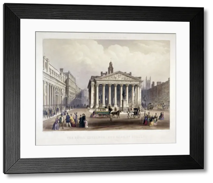 Framed Print : Royal Exchange and the Bank of England on the left, London, 1851. Artist: Thomas Picken Framed Print : Royal Exchange and the Bank of England on the left, London, 1851. Artist: Thomas Picken