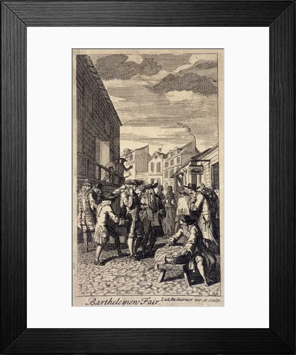 Framed Print : Bartholomew Fair, London, c1715. Artist: Louis du Guernier Framed Print : Bartholomew Fair, London, c1715. Artist: Louis du Guernier