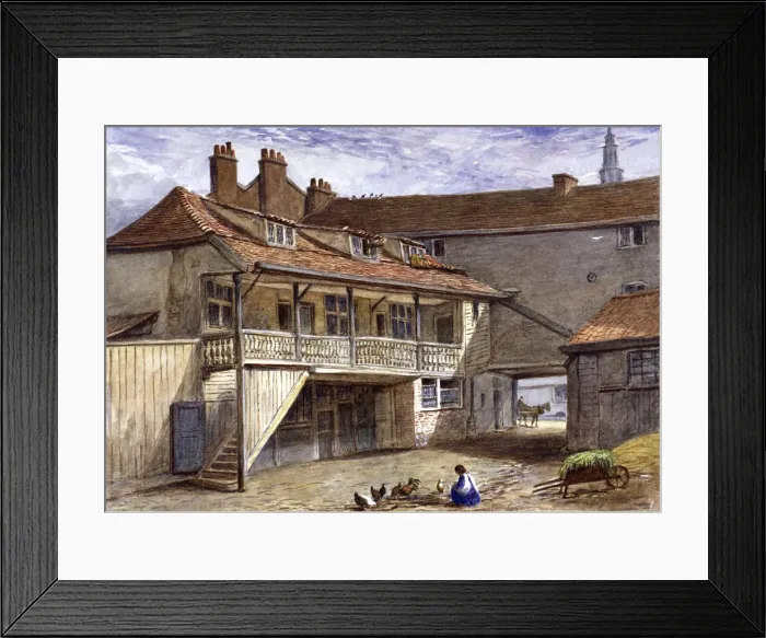 Framed Print : The Black Bull Inn, Whitefriars, London, 1867. Artist: JT Wilson Framed Print : The Black Bull Inn, Whitefriars, London, 1867. Artist: JT Wilson