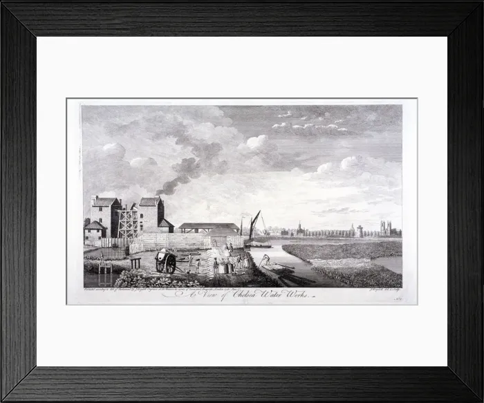 Framed Print : The Chelsea Water Works, London, 1752. Artist: John Boydell Framed Print : The Chelsea Water Works, London, 1752. Artist: John Boydell