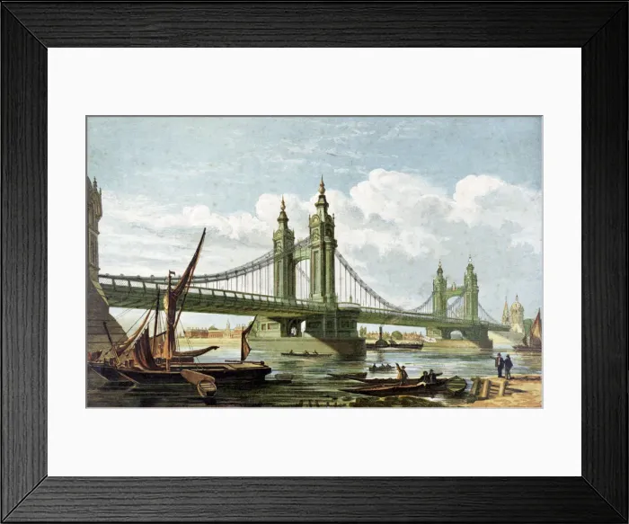 Framed Print : Chelsea Bridge, London, c1860 Framed Print : Chelsea Bridge, London, c1860