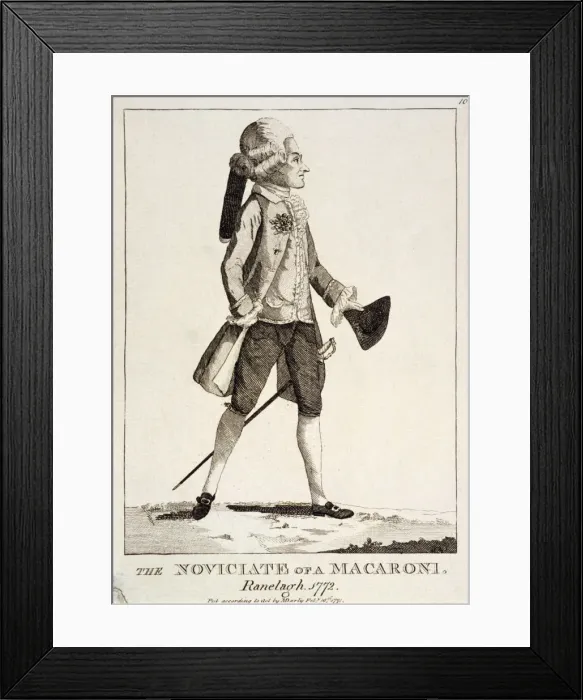 Framed Print : An eighteenth-century dandy in Ranelagh Gardens, London, 1772 Framed Print : An eighteenth-century dandy in Ranelagh Gardens, London, 1772