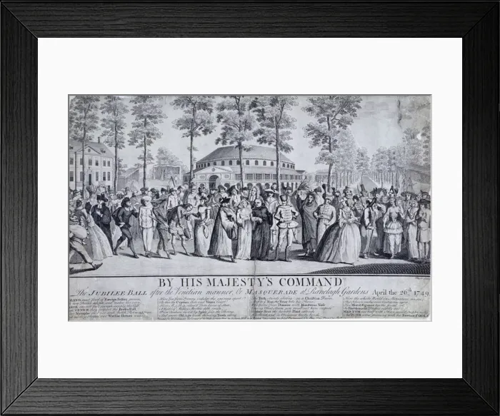 Framed Print : Jubilee Venetian masquerade ball in Ranelagh Gardens, Chelsea, London, 1749. Artist Framed Print : Jubilee Venetian masquerade ball in Ranelagh Gardens, Chelsea, London, 1749. Artist