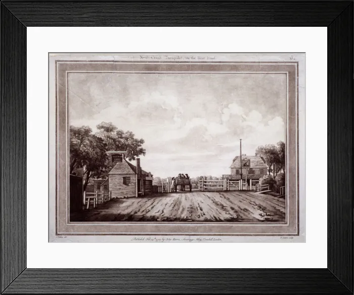 Framed Print : New Cross turnpike on the Old Kent Road, Deptford, London, 1783. Artist: Robert Laurie Framed Print : New Cross turnpike on the Old Kent Road, Deptford, London, 1783. Artist: Robert Laurie