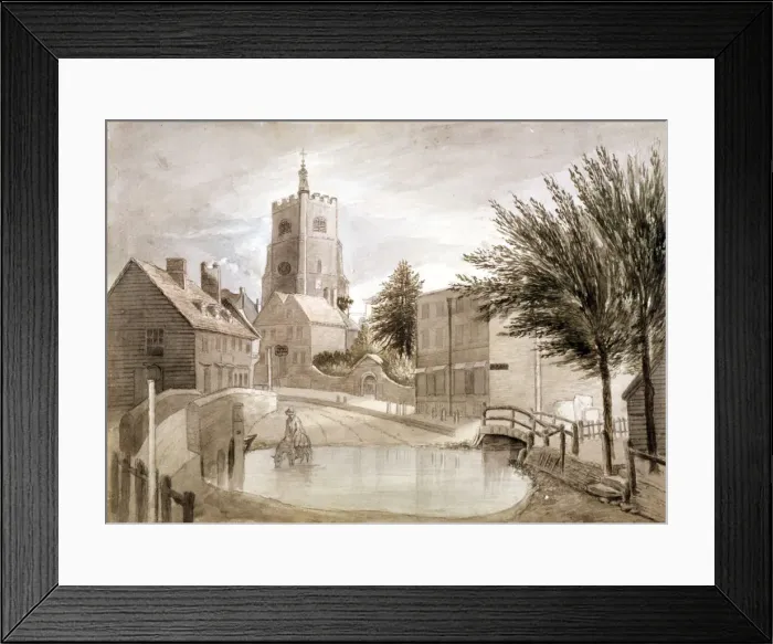 Framed Print : Hackney Brook and St Johns church, Hackney, London, c1790 Framed Print : Hackney Brook and St Johns church, Hackney, London, c1790