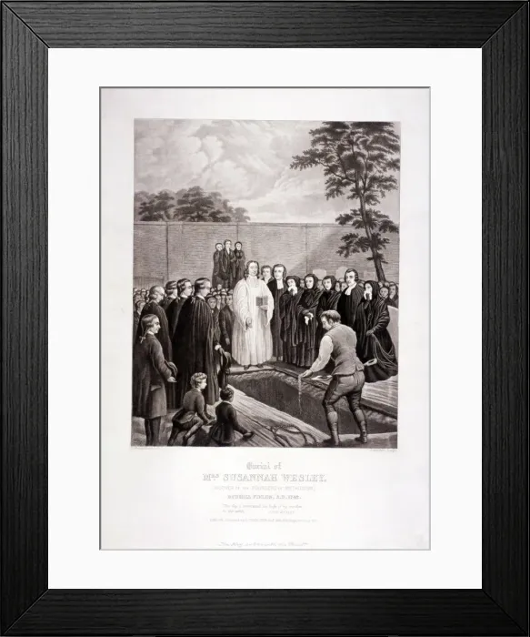 Framed Print : The burial of John Wesleys mother in Bunhill Fields, Finsbury, London, 1866. Artist Framed Print : The burial of John Wesleys mother in Bunhill Fields, Finsbury, London, 1866. Artist