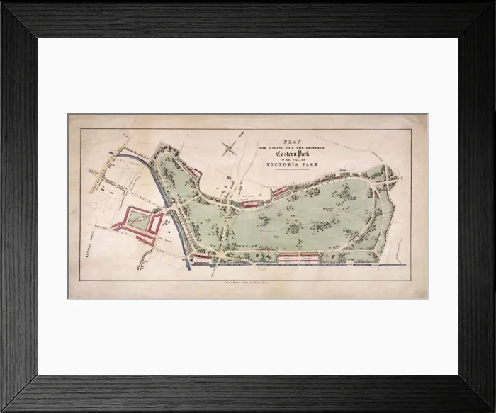 Framed Print : Proposed plan for Victoria Park, Hackney, London, c1845