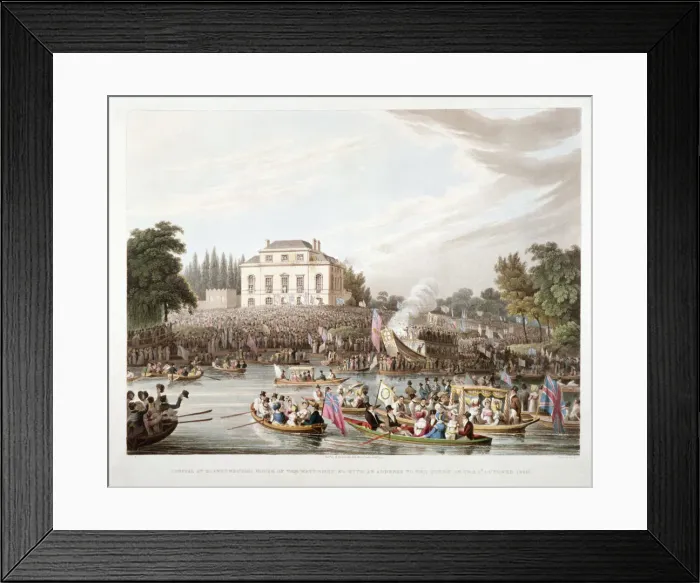 Framed Print : View of the River Thames at Brandenburgh House, Hammersmith, London, 1821. Artist Framed Print : View of the River Thames at Brandenburgh House, Hammersmith, London, 1821. Artist