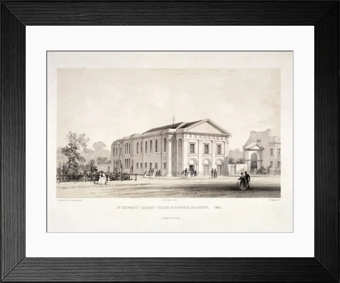 Framed Print : St Thomas Square chapel and schools, Hackney, London, 1841. Artist: F Ireland Framed Print : St Thomas Square chapel and schools, Hackney, London, 1841. Artist: F Ireland