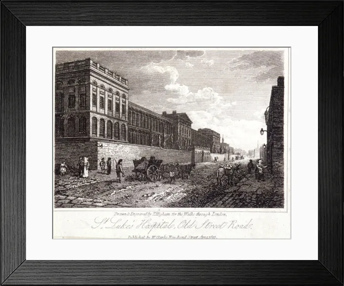 Framed Print : View of St Lukes Hospital, Old Street, Finsbury, London, 1817. Artist: Thomas Higham Framed Print : View of St Lukes Hospital, Old Street, Finsbury, London, 1817. Artist: Thomas Higham