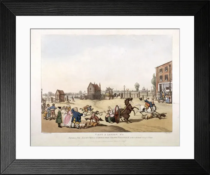 Framed Print : View of the Cambridge Heath Turnpike, Hackney, London, 1809. Artist: Heinrich Schutz Framed Print : View of the Cambridge Heath Turnpike, Hackney, London, 1809. Artist: Heinrich Schutz