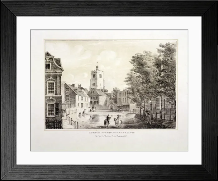 Framed Print : Church Street in 1790, Hackney, London, 1835 Framed Print : Church Street in 1790, Hackney, London, 1835